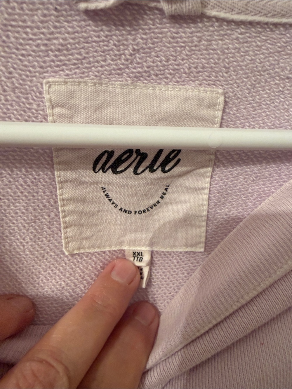 aerie Crewneck Sweatshirt in Pale Pink with White Piping - Picture 2 of 7